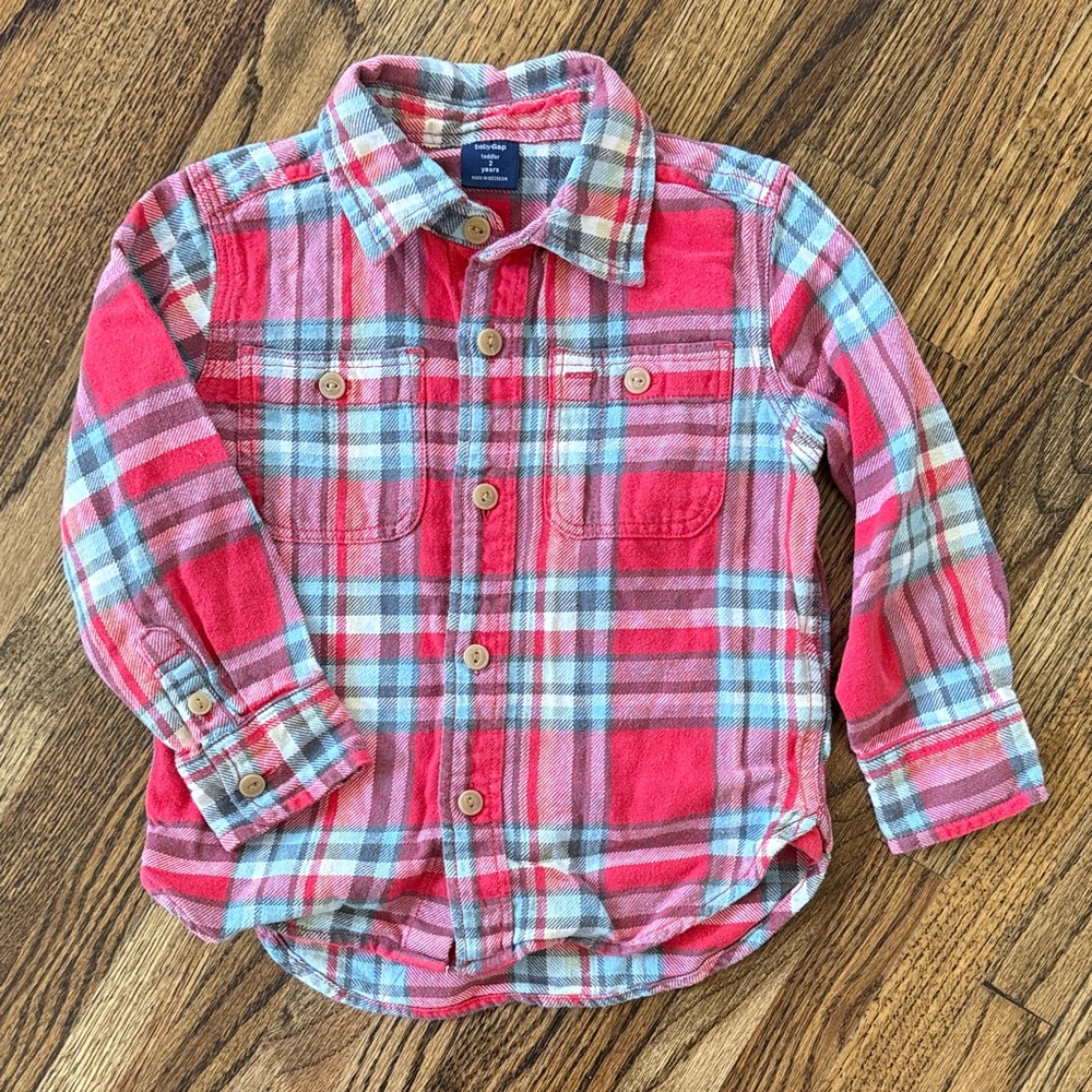 Baby GAP Red Plaid Flannel Button Down Shirt